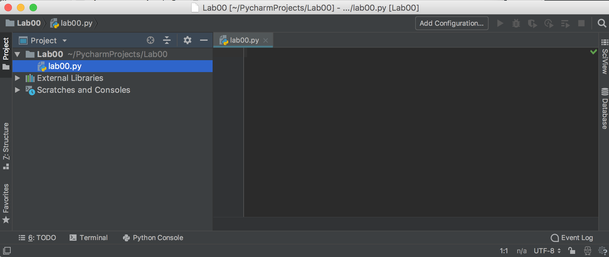 PyCharm file ready for contents